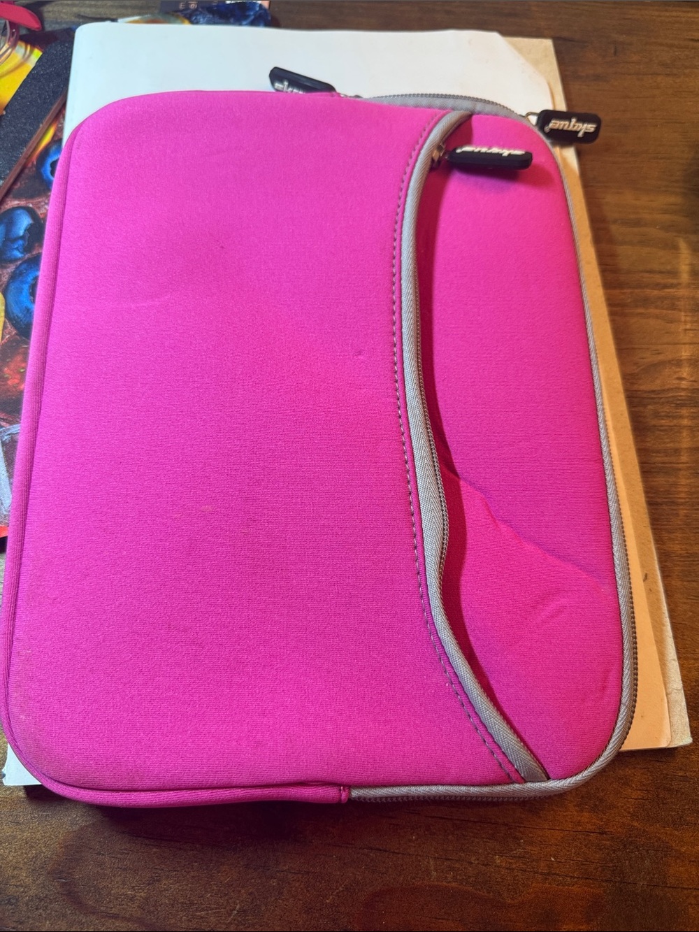 Bright Pink Tablet/book Sleeve with Front Pocket -